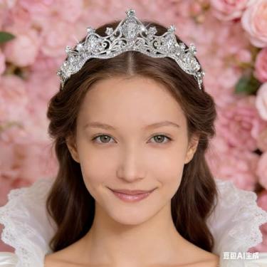 Imagem de Tiara feminina com strass de princesa para festa de casamento, formatura, coroa, acessórios de cabelo (prata)