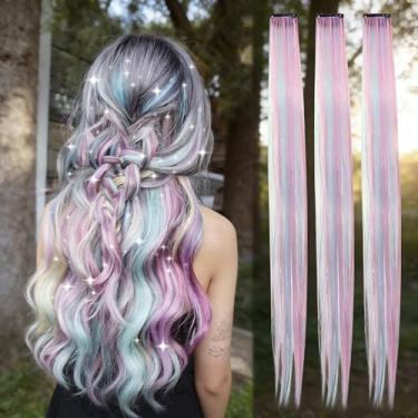 Imagem de 12 peças de perucas coloridas extensão de rabo de cavalo com glitter trançado perucas sintéticas para festas de fim de ano para mulheres