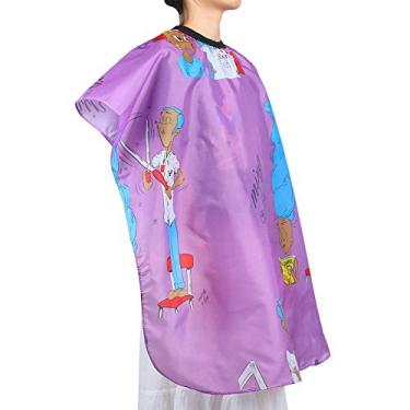 Imagem de Yinhing Avental de Cabeleireiro Infantil, Padrão de Desenho Animado, Corte de Cabelo, Vestido de Tingimento, Capa para Casa, Barbeiro, Salão de Beleza, Nylon, Roxo, Cinza (Roxo)