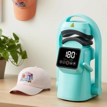 Imagem de Prensa Térmica 3 Em 1 Sublimação Para Bonés Automático Azul-turquesa 127v