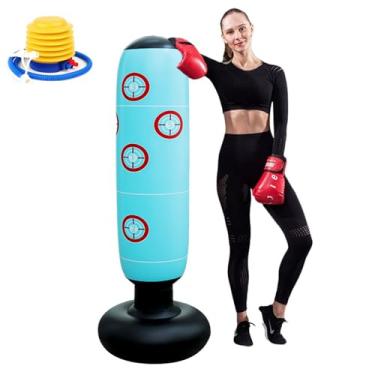 Imagem de Saco de pancadas para crianças adultas, saco de boxe inflável independente para serviço pesado com bomba de pé inflável de 10 cm, equipamento de treinamento para mulheres e homens, saco de pancadas em