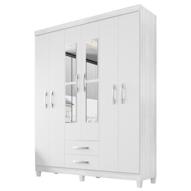 Imagem de Guarda Roupa Casal Espelho 6 Portas 2 Gavetas Moden 150 Cm Branco Flex Incp