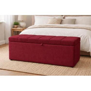 Imagem de Recamier Calçadeira Baú Carla Para Quarto Cama Queen 160 cm Suede Bord