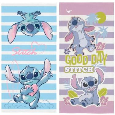 Imagem de Kit 2 Toalhas de Banho Piscina ou Praia Personagem Lilo Stitch Aveluda