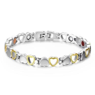 Imagem de Pulseira Bracelete Feminina Coração Imantada Magnética - TOTAL, Prata 