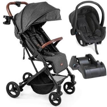 Imagem de Carrinho com Bebe Conforto Cocoon Preto Base Galzerano Kira Grafite