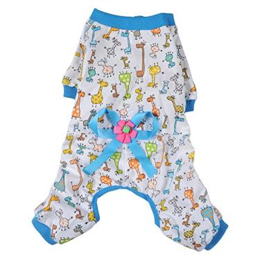 Imagem de Pijama para cães de estimação – Roupas para animais de estimação fofas em geral para cães pequenos, médios e grandes (G, azul)