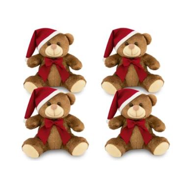 Imagem de 4 Bonecos de Pelúcia Papai Noel 20cm Enfeite Natal (Marrom)