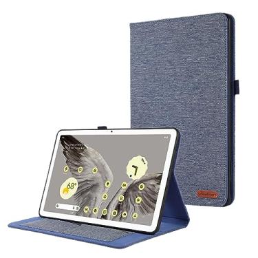 Imagem de Capa protetora para tablet Compatível com Google Pixel Tablet Case 11 polegadas Lançado em 2023, Flip Fold Stand Case Capa protetora de impressão em tecido com compartimentos para cartão (Color : Blu