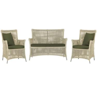 Imagem de Jogo Sofá e 2 Poltronas de Área Igapó Alumínio Pintura Fendi Corda Náu