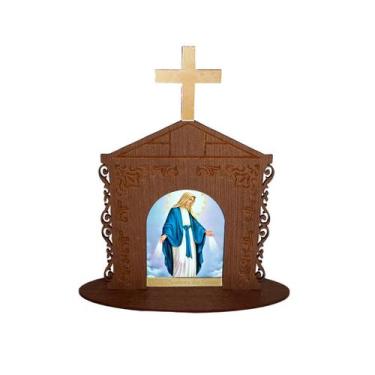 Imagem de Display Enfeite de Mesa Religioso Capelinha Oratório Ns das Graças 20c