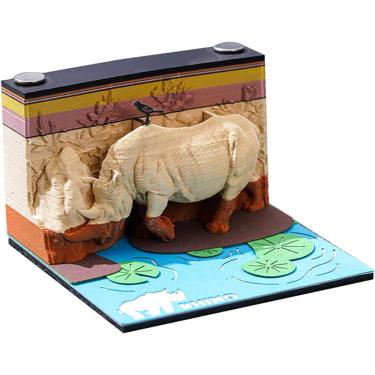 Imagem de Calendário 3d 2025 - Panda, Bloco De Notas 3d, Blocos Artísticos, Calendário De Tempo 2025, Livro De Notas Rasgado à Mão, Modelo De Escultura De Papel, Ornamentos Criativo, Rhinoceros