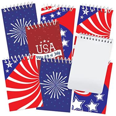 Imagem de ArtCreativity Mini Patriotic Notepads, Pack of 12, Small Red, White, and Blue Notebooks with Assorted Patriotic Designs, Party Favors for July 4th, Memorial and Veterans Day