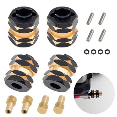 Imagem de TGCWENG 4PCS Brass RC Wheel Hubs 7mm Hex Drive Adapter Extender Adapter Set for Axial SCX24 Upgrades Accessories 1/24 RC Crawler Car