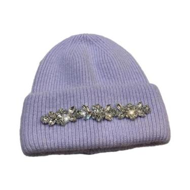 Imagem de Chapéu de Inverno Feminino com Pele de Coelho - Gorro de Malha Quente,