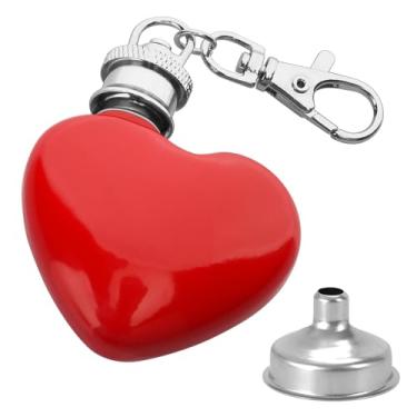 Imagem de 1 mini cantil de quadril de coração de 30 ml, bolso multifuncional de 30 ml, pequeno frasco de bolso, bolso em forma de coração, garrafa tubular portátil em forma de coração para acampamento ao ar