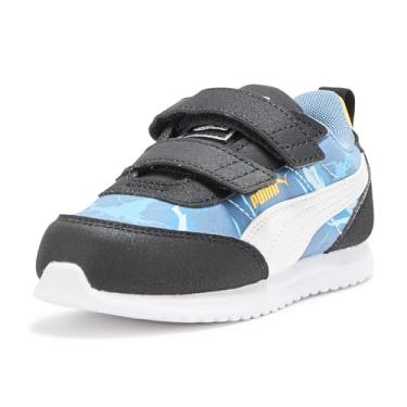 Imagem de PUMA Tênis infantil unissex R78 Hot Wheels com gancho e laço, Azul (Cool Blue-Puma) Branco-amarelo ensolarado, 13 Little Kid