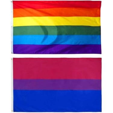 Imagem de Bandeira do arco-íris 3x5 pés e bandeira do orgulho bi - bandeira da b