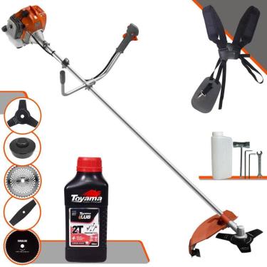 Imagem de Roçadeira Robusta Tekna RL520ACG2 À Gasolina 52cc Com Carretel + Faca 2 Pontas + Faca 3 Pontas + Faca 40 Dentes + Faca 80 Dentes + ÓLEO TOYAMA 2T