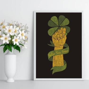 Imagem de Quadro Figa Salve Sua Força 33X24 Com Vidro - Madeira Branca