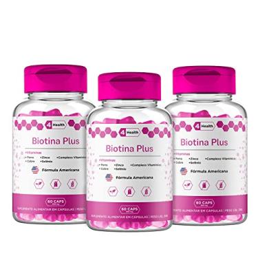 Imagem de Biotina Plus + Vitaminas 60 Cápsulas, Tecnologia Americana, Cabelo, Pele e Unha - 3 Potes - 4 Healh