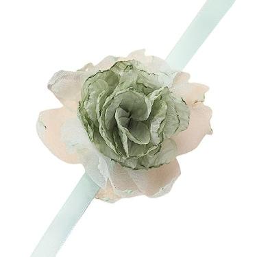 Imagem de Stebcece ? Colar gótico elegante de tecido rosa colar flor clavícula colar para mulheres casamento nupcial temperamento jóias, Prata esterlina, Opala preta
