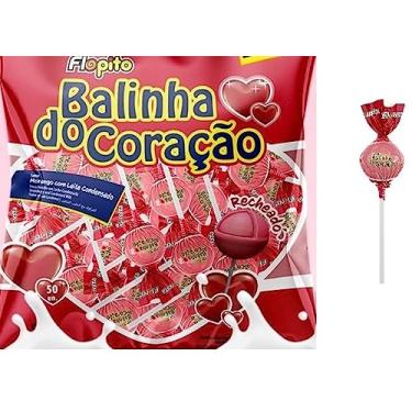 Imagem de Pirulito flopito Balinha do Coração morango FLORESTAL 500G