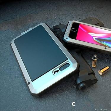 Imagem de Capa de telefone de metal e alumínio à prova de choque para iPhone 11 Pro XS MAX XR X 7 8 6 6S Plus 5S 5 SE 2020 Capa protetora completa, prata, para iPhone 14