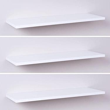 Imagem de Kit Com 3 Prateleiras Brancas 60x20cm Com Suporte Invisível