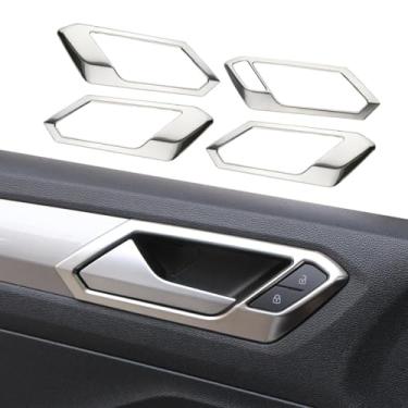 Imagem de Adequado para Volkswagen T-ROC Troc 2018-2023, tampa de tigela de maçaneta de porta, tigela de maçaneta interna de carro, decoração de acessórios de interior de carro