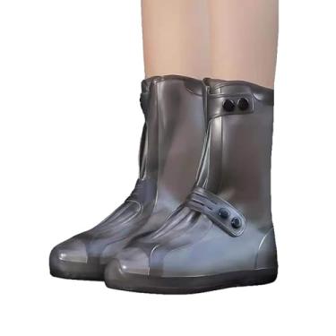 Imagem de GLocKi Capas impermeáveis para sapatos de chuva, sapatos dobráveis reutilizáveis, capa de proteção antiderrapante lavável para botas de cano alto, Cinza, X-Large