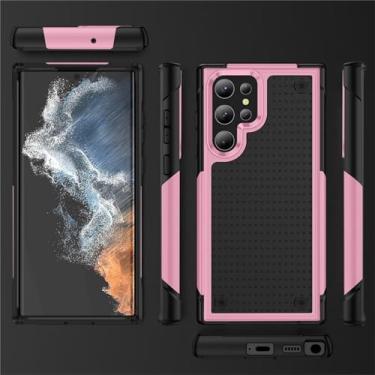 Imagem de FIRSTPELLA Capa para Samsung A32 4G, capa traseira de plástico rígido de camada dupla híbrida + armadura de borracha de silicone macia à prova de choque fina capa de telefone, rosa e preta