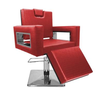 Imagem de Cadeira Poltrona de Cabeleireiro Moderna Inox Ap Vermelho