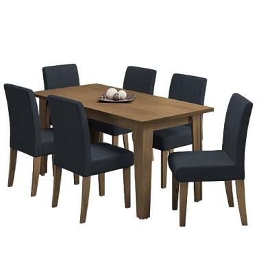 Imagem de Conjunto de Mesa Sala de Jantar Miami com 6 Cadeiras Trieste Suede 1,60m Cedro/Chumbo Dobuê