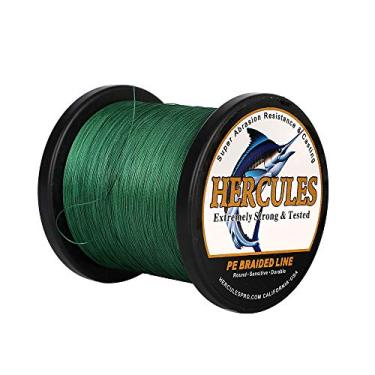 Imagem de Hercules Linha de pesca trançada super forte 4 fios super econômico de 1,8 kg a 2,3 kg Teste para água salgada, 109/328 / 547/1094 jardas (100 m / 300 m / 500 m / 1000 m), Diam# 0,08 mm - 0,55 mm Verde, 80LB(36.3KG)-0.48MM-1094YDS(1000M)