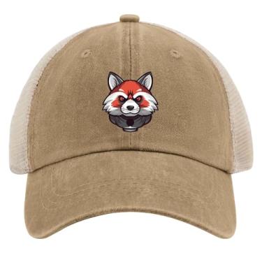 Imagem de Bonés de beisebol Red Panda Mascote Espor Boné Trucker para Adolescentes Retrô Snapbacks, Pigmento cáqui, Tamanho Único