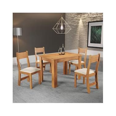 Imagem de Mesa de Jantar Retangular Viero Tulipa com 4 Cadeiras Estofadas e Revestidas em Veludo