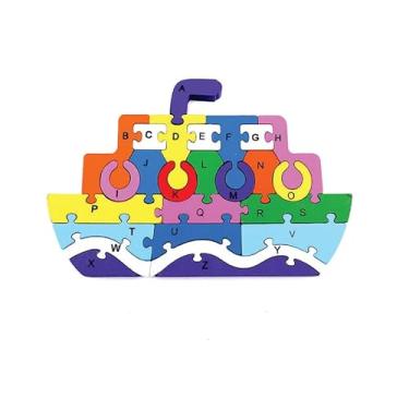 Imagem de Quebra-cabeça Infantil Barco em Madeira MDF c/ 26 pcs, Toy Mix.