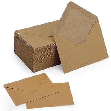 Imagem de Pacote com 100 mini envelopes de 10 x 7 cm de 120 g/m² Envelopes Kraft para cartões de presente pequenos em papel para cartões de visita, cartões de visita, bolsos pequenos para cartões e convites