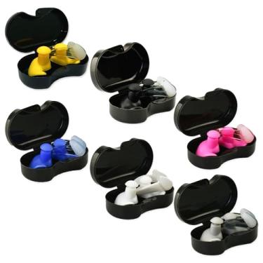 Imagem de Conjunto de 6 tampões de ouvido e clipes de nariz de natação, BOSOIRSOU 6 pares de orelhas reutilizáveis de silicone impermeável e 6 peças de protetor de nariz para homens e mulheres, nadadores,
