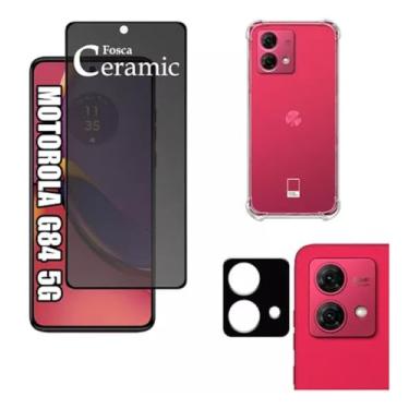 Imagem de Kit Para Motorola Moto G84 5g - Película Fosca Privativa + Capa Reforçada + Película Da Câmera