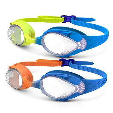 Imagem de OutdoorMaster Óculos de natação infantil pacote com 2 - Óculos de natação com alça ajustável rápida para crianças - F