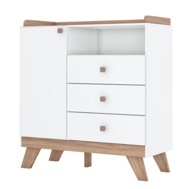 Imagem de Cômoda Infantil Confete 1 PT 3 GV Branca e Jequitibá