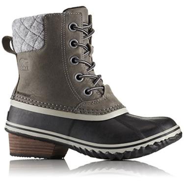 Imagem de Sorel - Bota feminina Slimpack Lace II impermeável com isolamento, Couro nobuck burro/talha, 5