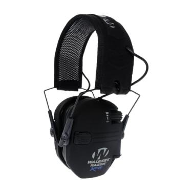 Imagem de Walker's Protetor de ouvido eletrônico Razor Slim X-TRM com cancelamento de ruído, aprimoramento de som, tiro de tiro com almofadas de resfriamento, faixa de cabeça com absorção de umidade e 2 pilhas