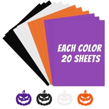 Imagem de letesult 80 folhas de papel grosso de cartão de Halloween, 29 x 20 cm, papel de dupla face, papel de scrapbook para fazer cartões de Halloween, convites de festa, cumprimentos, artes faça-você-mesmo,