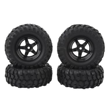 Imagem de 4 Pces 1.9in Rc Jantes Pneus Conjunto, Plástico Rc Rastreador Roda Jantes Pneus de Borracha Com Porcas para 1/10 Rc Carro Rastreador