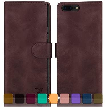 Imagem de DJBull Capa carteira para iPhone 7 Plus/8 Plus com suporte para cartão de crédito, 【Bloqueio RFID】 Capa de telefone de couro PU à prova de choque feminina masculina para Apple 8 Plus capa vermelho
