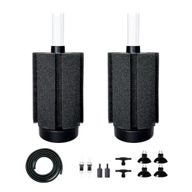 Imagem de DVHEY 2 peças de filtro de esponja de aquário, filtro de esponja de tanque de peixes de 30 galões com pedra de ar frita betta camarão para aquário de 30 litros a 100 galões