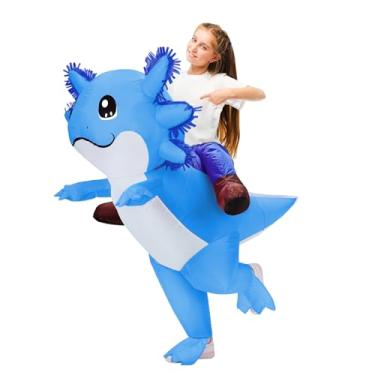Imagem de Stegosaurus Inflatable Axolotl Costume for Kids Halloween Costumes Kid Blow Up Costume Ride on Axolotl Costumes for Boys Girls Cosplay Party